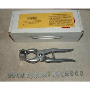 Stone Mfg. Model 2510 Standard Tattoo-Plier W/ 0-9 Numbers + A Few Letters USA